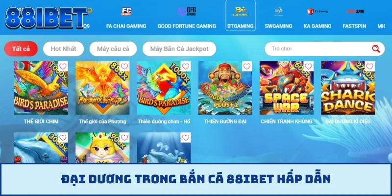 Đại dương trong bắn cá 88IBET hấp dẫn