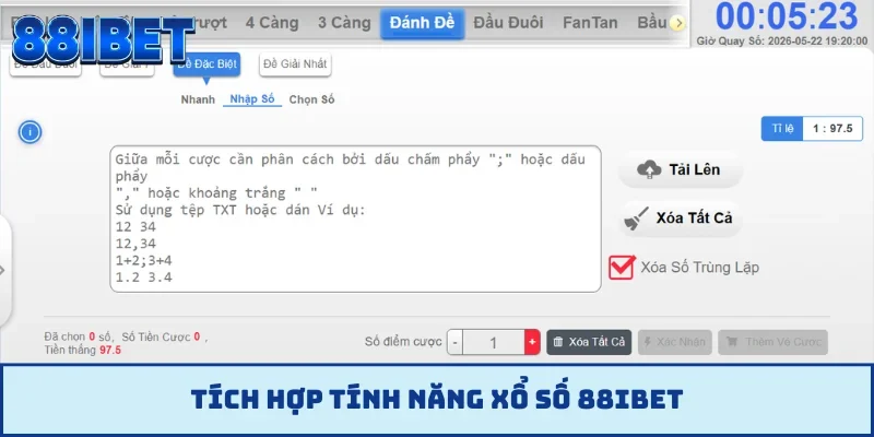Tích hợp tính năng xổ số 88IBET